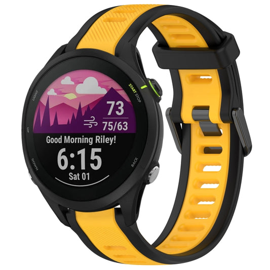 For Garmin Forerunner 255 22mm Two Color Textured Silicone Watch Band(Yellow+Black) - Watch Bands by PMC Jewellery | Online Shopping South Africa | PMC Jewellery