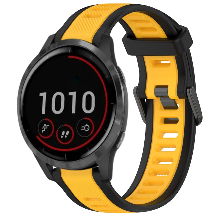 For Garmin Vivoactive 4 22mm Two Color Textured Silicone Watch Band(Yellow+Black) - Watch Bands by PMC Jewellery | Online Shopping South Africa | PMC Jewellery