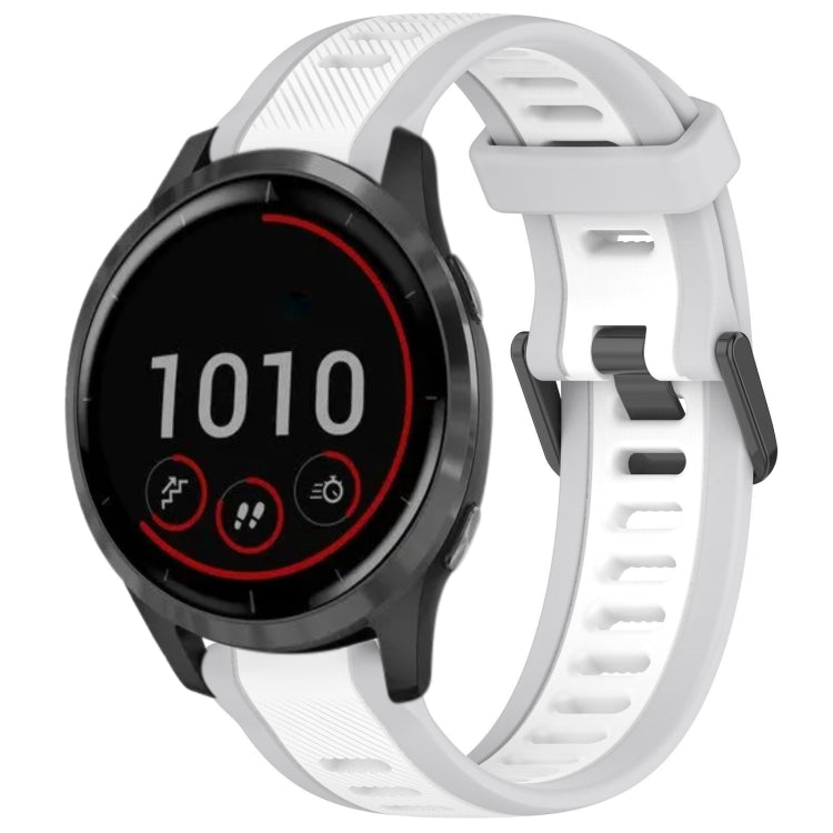 For Garmin Vivoactive 4 22mm Two Color Textured Silicone Watch Band(White+Grey) - Watch Bands by PMC TechLife | Online Shopping South Africa | PMC TechLife
