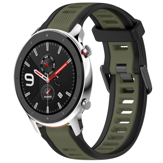 For Amazfit GTR 4 22mm Two-Color Textured Silicone Watch Band(Green+Black) - Watch Bands by PMC Jewellery | Online Shopping South Africa | PMC Jewellery