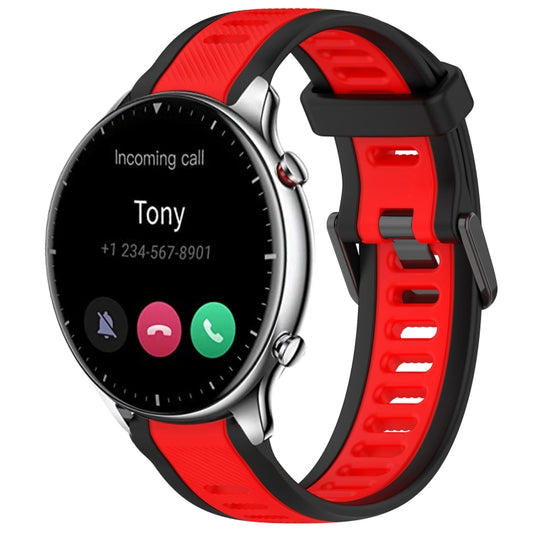 For Amazfit GTR 2 22mm Two-Color Textured Silicone Watch Band(Red+Black) - Watch Bands by PMC Jewellery | Online Shopping South Africa | PMC Jewellery