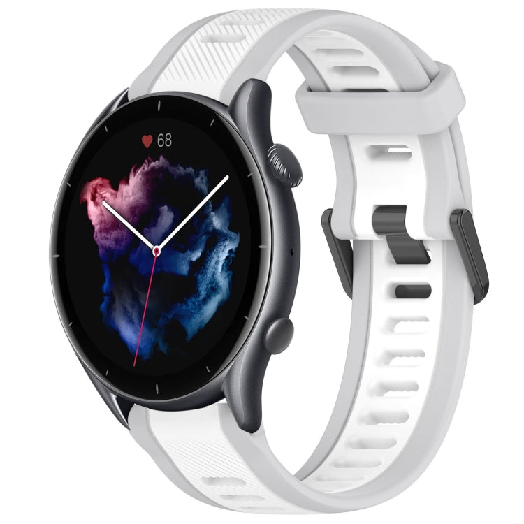 For Amazfit 3 22mm Two-Color Textured Silicone Watch Band(White+Grey) - Watch Bands by PMC TechLife | Online Shopping South Africa | PMC TechLife