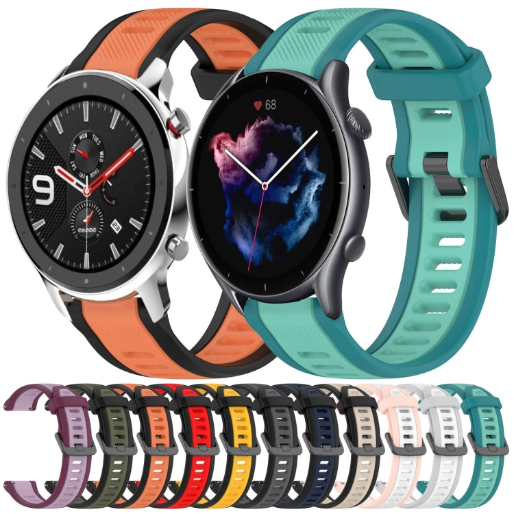 For Amazfit 3 22mm Two-Color Textured Silicone Watch Band(Yellow+Black) - Watch Bands by PMC TechLife | Online Shopping South Africa | PMC TechLife