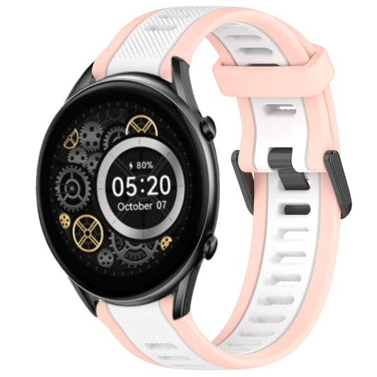 For Xiaomi Haylou RT2 LS10 22mm Two Color Textured Silicone Watch Band(White+Pink) - Watch Bands by PMC Jewellery | Online Shopping South Africa | PMC Jewellery