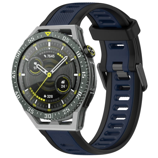 For Huawei Watch GT3 SE 22mm Two Color Textured Silicone Watch Band(Midnight Blue+Black) - Watch Bands by PMC Jewellery | Online Shopping South Africa | PMC Jewellery