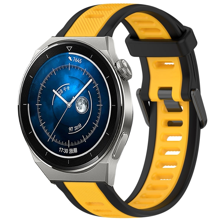 For Huawei Watch GT3 Pro 46mm 22mm Two Color Textured Silicone Watch Band(Yellow+Black) - Watch Bands by PMC Jewellery | Online Shopping South Africa | PMC Jewellery