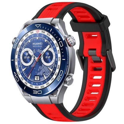 For Huawei Watch Ultimate 22mm Two Color Textured Silicone Watch Band(Red+Black) - Watch Bands by PMC Jewellery | Online Shopping South Africa | PMC Jewellery