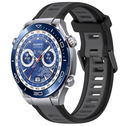 For Huawei Watch Ultimate 22mm Two Color Textured Silicone Watch Band(Grey+Black) - Watch Bands by PMC Jewellery | Online Shopping South Africa | PMC Jewellery