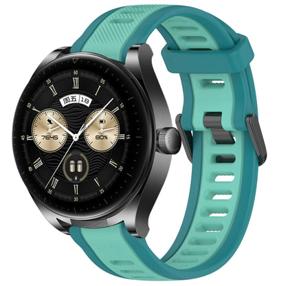 For Huawei Watch Buds 22mm Two Color Textured Silicone Watch Band(Teal) - Watch Bands by PMC Jewellery | Online Shopping South Africa | PMC Jewellery