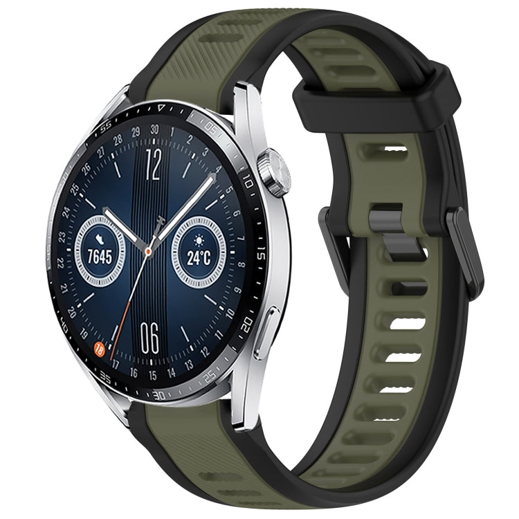 For Huawei Watch GT3 46mm 22mm Two Color Textured Silicone Watch Band(Green+Black) - Watch Bands by PMC Jewellery | Online Shopping South Africa | PMC Jewellery