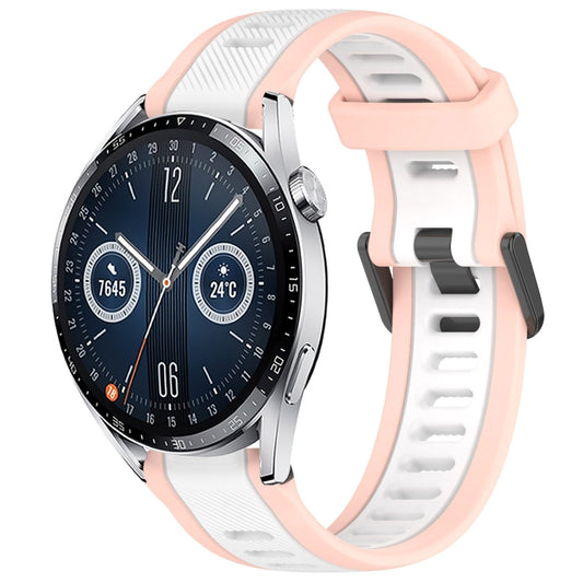 For Huawei Watch GT3 46mm 22mm Two Color Textured Silicone Watch Band(White+Pink) - Watch Bands by PMC Jewellery | Online Shopping South Africa | PMC Jewellery