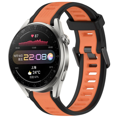 For Huawei Watch 3 Pro 22mm Two Color Textured Silicone Watch Band(Orange+Black) - Watch Bands by PMC Jewellery | Online Shopping South Africa | PMC Jewellery