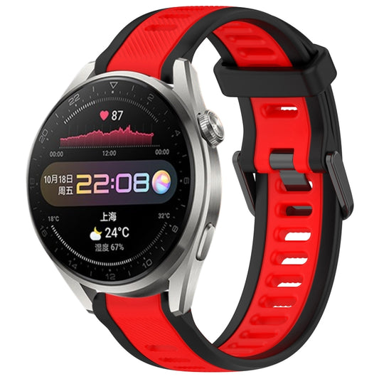 For Huawei Watch 3 Pro 22mm Two Color Textured Silicone Watch Band(Red+Black) - Watch Bands by PMC Jewellery | Online Shopping South Africa | PMC Jewellery