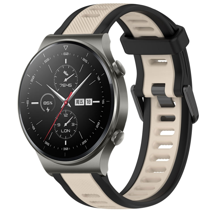 For Huawei GT2 Pro 22mm Two Color Textured Silicone Watch Band(Starlight + Black) - Watch Bands by PMC TechLife | Online Shopping South Africa | PMC TechLife