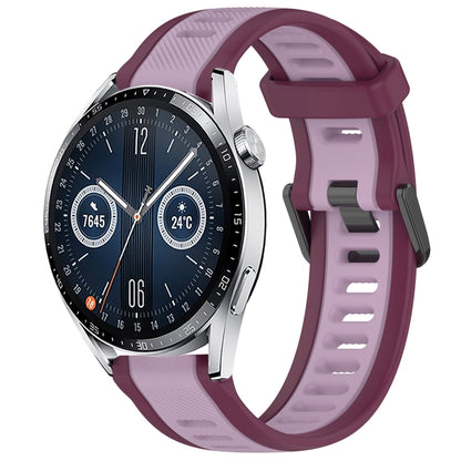 For Huawei Watch GT3 42mm 20mm Two Color Textured Silicone Watch Band(Purple) - Watch Bands by PMC Jewellery | Online Shopping South Africa | PMC Jewellery