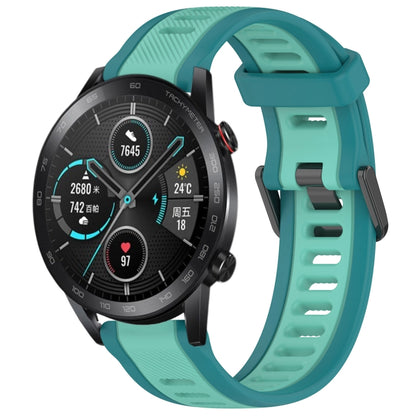 For Honor MagicWatch2 42mm 20mm Two Color Textured Silicone Watch Band(Teal) - Watch Bands by PMC Jewellery | Online Shopping South Africa | PMC Jewellery