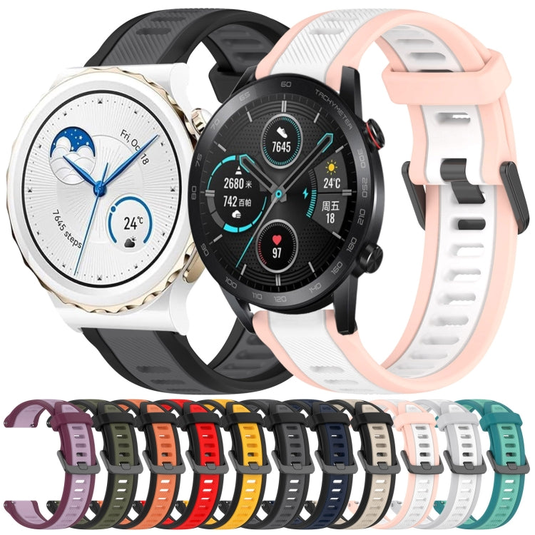 For Huawei Watch GT2 42mm 20mm Two Color Textured Silicone Watch Band(Starlight + Black) - Watch Bands by PMC Jewellery | Online Shopping South Africa | PMC Jewellery