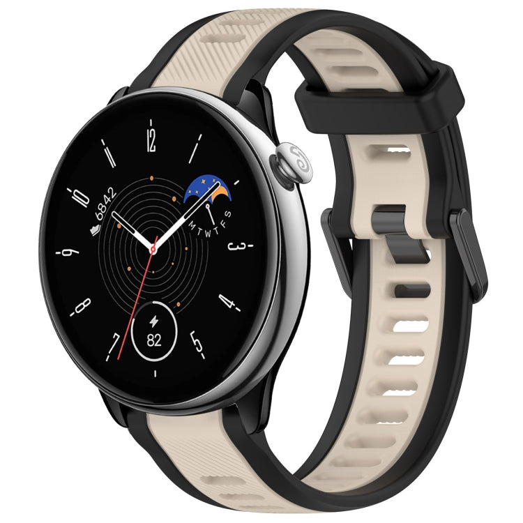 For Amazfit GTR Mini 20mm Two-Color Textured Silicone Watch Band(Starlight + Black) - Watch Bands by PMC TechLife | Online Shopping South Africa | PMC TechLife