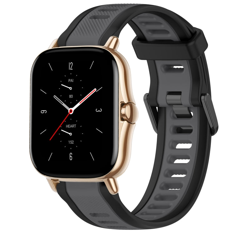 For Amazfit GTS 2 20mm Two-Color Textured Silicone Watch Band(Grey+Black) - Watch Bands by PMC TechLife | Online Shopping South Africa | PMC TechLife