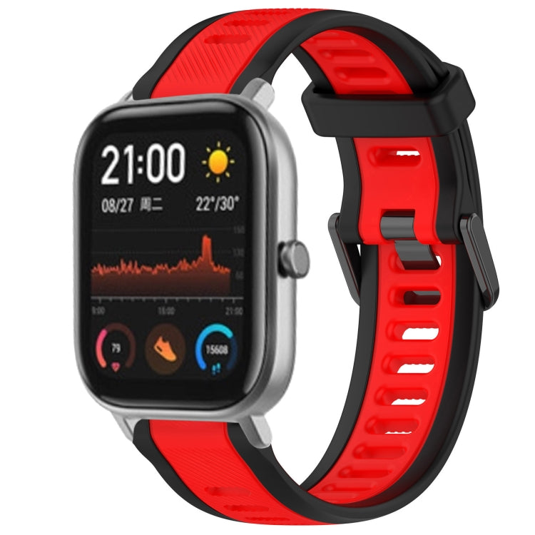 For Amazfit GTS 20mm Two-Color Textured Silicone Watch Band(Red+Black) - Watch Bands by PMC TechLife | Online Shopping South Africa | PMC TechLife