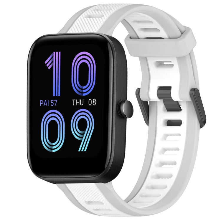 For Amazfit Bip 3 Pro 20mm Two-Color Textured Silicone Watch Band(White+Grey) - Watch Bands by PMC TechLife | Online Shopping South Africa | PMC TechLife
