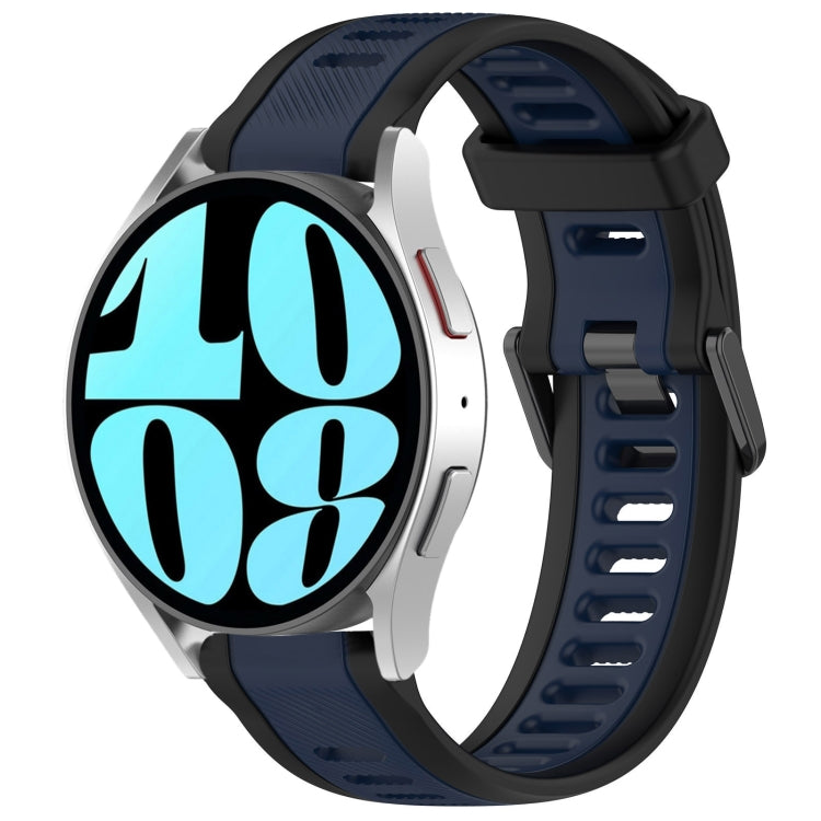 For Samsung Galaxy Watch 6 44mm 20mm Two Color Textured Silicone Watch Band(Midnight Blue+Black) - Watch Bands by PMC Jewellery | Online Shopping South Africa | PMC Jewellery