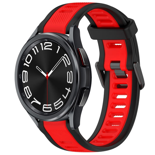 For Samsung Galaxy Watch 6 Classic 47mm 20mm Two Color Textured Silicone Watch Band(Red+Black) - Watch Bands by PMC Jewellery | Online Shopping South Africa | PMC Jewellery