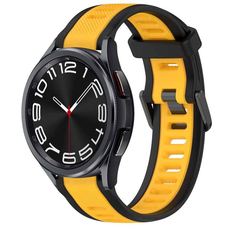 For Samsung Galaxy Watch 6 Classic 43mm 20mm Two Color Textured Silicone Watch Band(Yellow+Black) - Watch Bands by PMC Jewellery | Online Shopping South Africa | PMC Jewellery