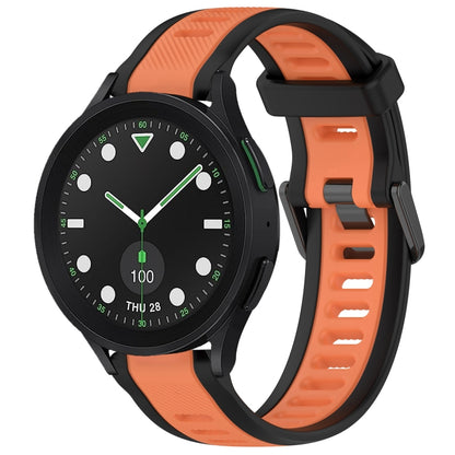 For Samsung Galaxy watch 5 Golf Edition 20mm Two Color Textured Silicone Watch Band(Orange+Black) - Watch Bands by PMC Jewellery | Online Shopping South Africa | PMC Jewellery