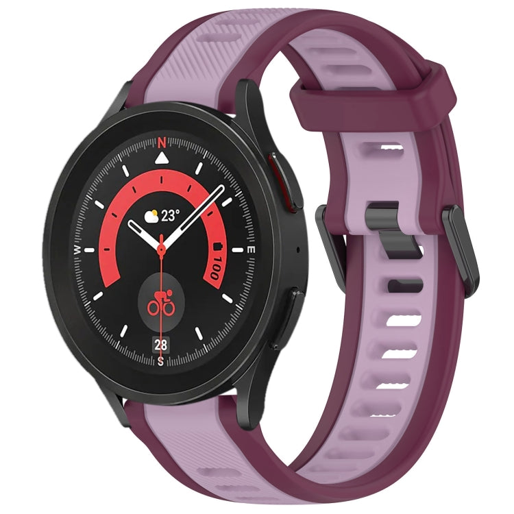 For Samsung Galaxy Watch 5 Pro  45mm 20mm Two Color Textured Silicone Watch Band(Purple) - Watch Bands by PMC Jewellery | Online Shopping South Africa | PMC Jewellery