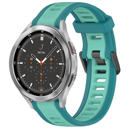 For Samsung  Galaxy Watch 4 Classic 46mm 20mm Two Color Textured Silicone Watch Band(Teal) - Watch Bands by PMC Jewellery | Online Shopping South Africa | PMC Jewellery