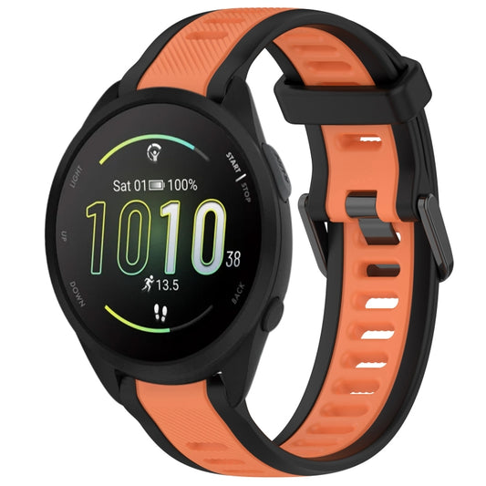 For Garmin Forerunner 165 20mm Two Color Textured Silicone Watch Band(Orange+Black) - Watch Bands by PMC Jewellery | Online Shopping South Africa | PMC Jewellery