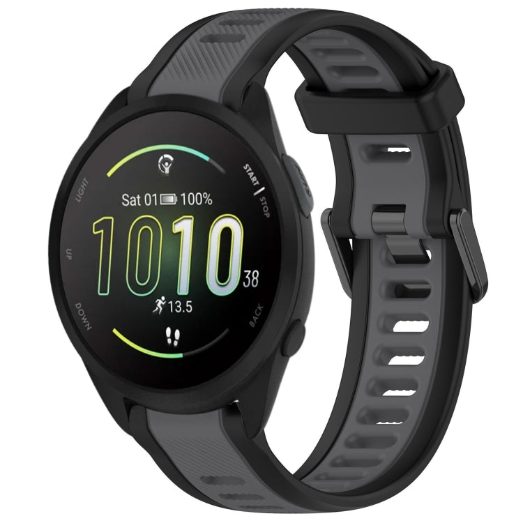 For Garmin Forerunner 165 20mm Two Color Textured Silicone Watch Band(Grey+Black) - Watch Bands by PMC TechLife | Online Shopping South Africa | PMC TechLife