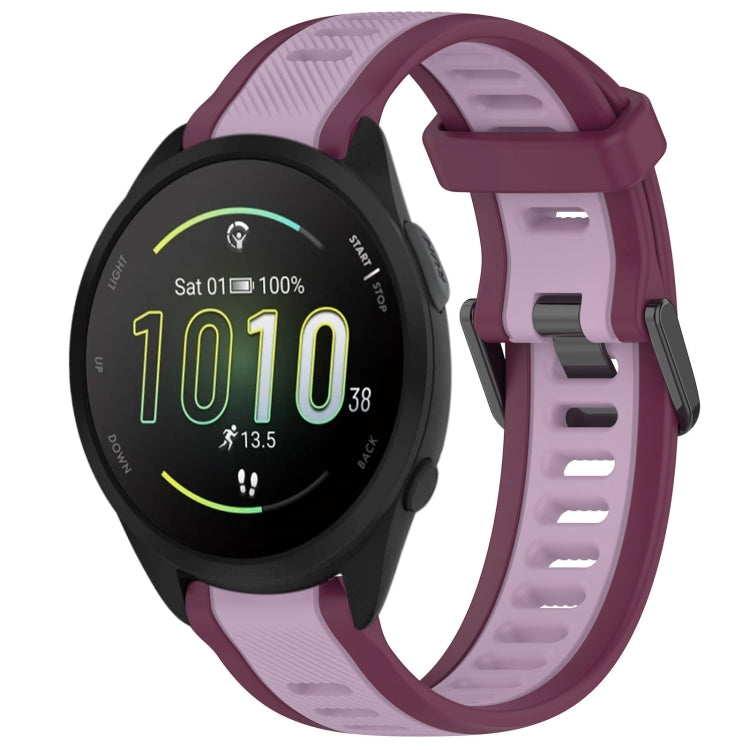 For Garmin Forerunner 165 20mm Two Color Textured Silicone Watch Band(Purple) - Watch Bands by PMC Jewellery | Online Shopping South Africa | PMC Jewellery | Buy Now Pay Later Mobicred