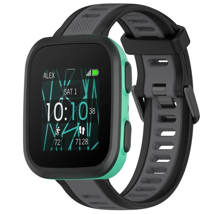 For Garmin Bounce 20mm Two Color Textured Silicone Watch Band(Grey+Black) - Watch Bands by PMC TechLife | Online Shopping South Africa | PMC TechLife