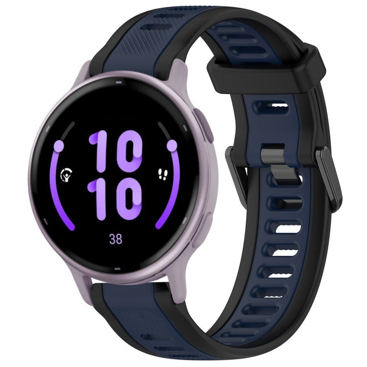 For Garmin Active 5 20mm Two Color Textured Silicone Watch Band(Midnight Blue+Black) - Watch Bands by PMC Jewellery | Online Shopping South Africa | PMC Jewellery