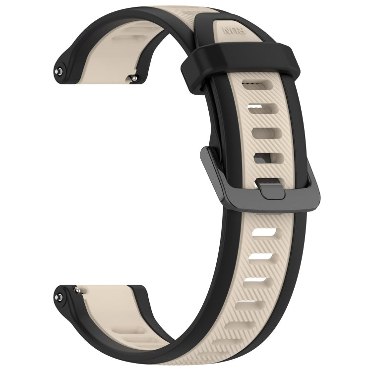 For Garmin Active 5 20mm Two Color Textured Silicone Watch Band(Starlight + Black) - Watch Bands by PMC TechLife | Online Shopping South Africa | PMC TechLife