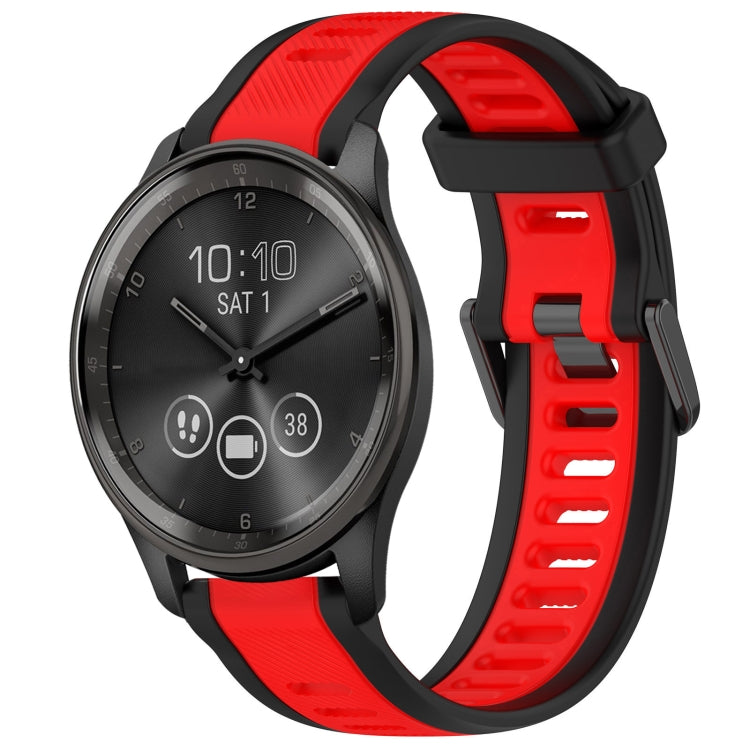 For Garmin VivoMove Trend 20mm Two Color Textured Silicone Watch Band(Red+Black) - Watch Bands by PMC Jewellery | Online Shopping South Africa | PMC Jewellery