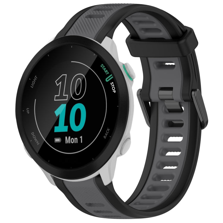 For Garmin Forerunner 55 20mm Two Color Textured Silicone Watch Band(Grey+Black) - Watch Bands by PMC TechLife | Online Shopping South Africa | PMC TechLife
