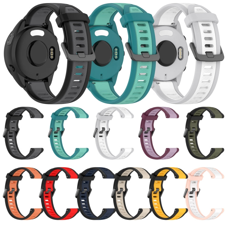 For Garmin Active 5 20mm Two Color Textured Silicone Watch Band(Starlight + Black) - Watch Bands by PMC TechLife | Online Shopping South Africa | PMC TechLife