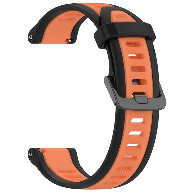For Garmin Forerunner 265S 18mm Two Color Textured Silicone Watch Band(Orange+Black) - Watch Bands by PMC TechLife | Online Shopping South Africa | PMC TechLife