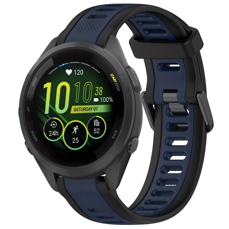 For Garmin Forerunner 265S 18mm Two Color Textured Silicone Watch Band(Midnight Blue+Black) - Watch Bands by PMC TechLife | Online Shopping South Africa | PMC TechLife