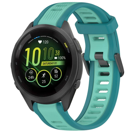 For Garmin Forerunner 265S 18mm Two Color Textured Silicone Watch Band(Teal) - Watch Bands by PMC Jewellery | Online Shopping South Africa | PMC Jewellery