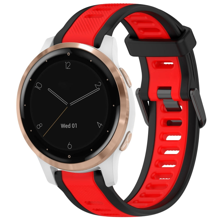 For Garmin Active S 18mm Two Color Textured Silicone Watch Band(Red+Black) - Watch Bands by PMC TechLife | Online Shopping South Africa | PMC TechLife