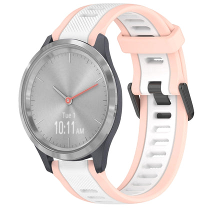 For Garmin Vivomove 3S 18mm Two Color Textured Silicone Watch Band(White+Pink) - Watch Bands by PMC Jewellery | Online Shopping South Africa | PMC Jewellery