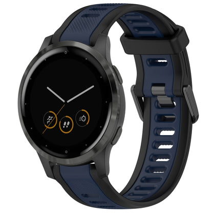 For Garmin Vivoactive 4S 18mm Two Color Textured Silicone Watch Band(Midnight Blue+Black) - Watch Bands by PMC Jewellery | Online Shopping South Africa | PMC Jewellery