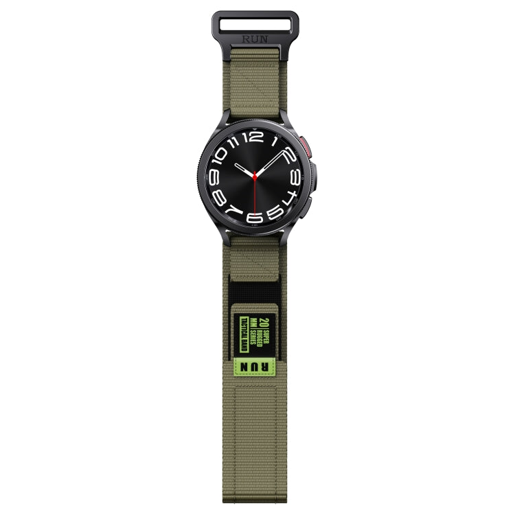 22mm Two Color Nylon Canvas Hook And Loop Fastener Watch Band(Army Green+Black) - 22mm Bands by PMC TechLife | Online Shopping South Africa | PMC TechLife