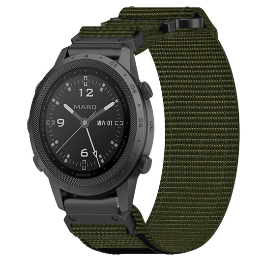 For Garmin MARQ Commander 22mm Nylon Hook And Loop Fastener Watch Band(Army Green) - Watch Bands by PMC Jewellery | Online Shopping South Africa | PMC Jewellery