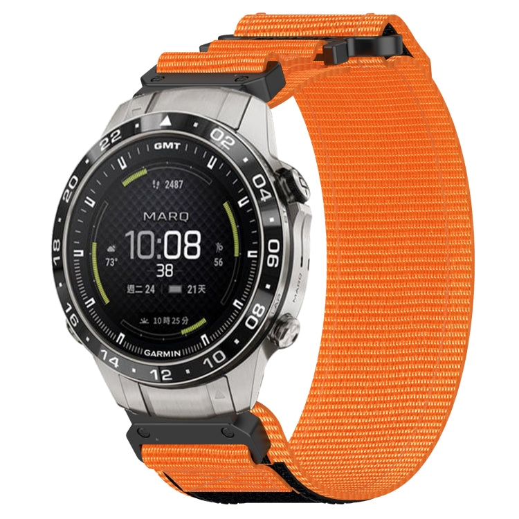 For Garmin MARQ Aviator Gen 2 22mm Nylon Hook And Loop Fastener Watch Band(Orange) - Watch Bands by PMC Jewellery | Online Shopping South Africa | PMC Jewellery