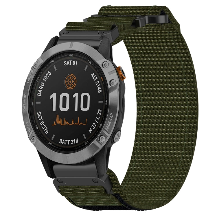 For Garmin Fenix 7 22mm Nylon Hook And Loop Fastener Watch Band(Army Green) - Watch Bands by PMC Jewellery | Online Shopping South Africa | PMC Jewellery